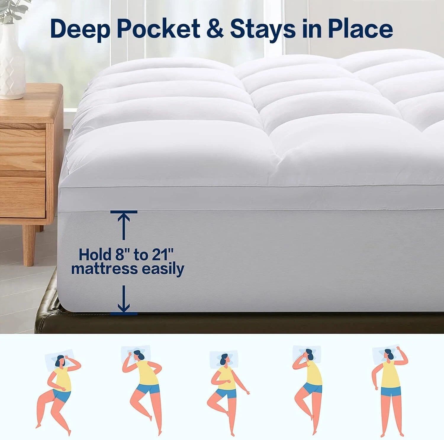 Mattress Queen Extra Thick Mattress Pillowcase Mattress Cover (, White) 07FC0E-D4 - KOEEK