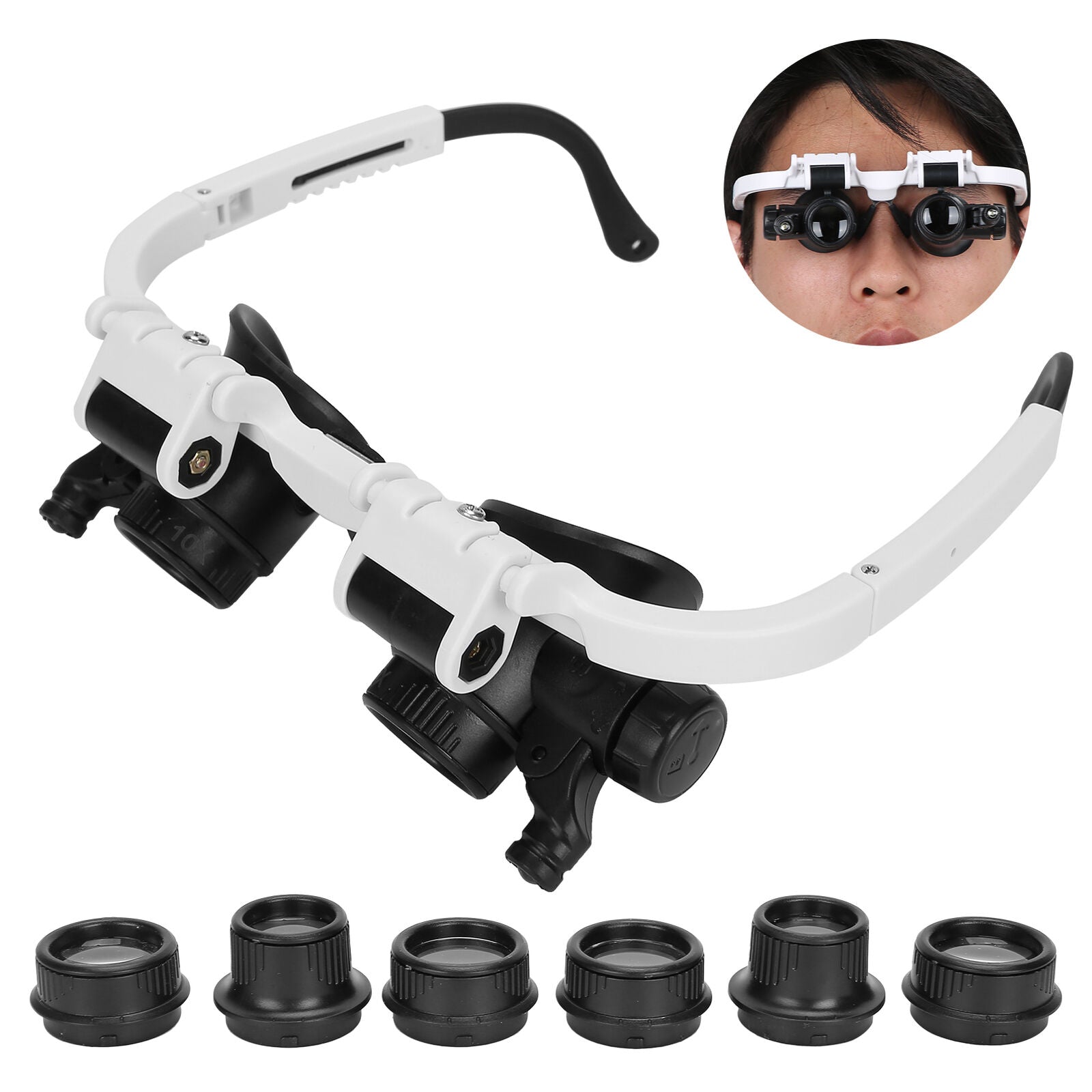 new Headband Magnifier Glasses Hands LED Light Head Loupe For Jeweler Repai koeek - KOEEK