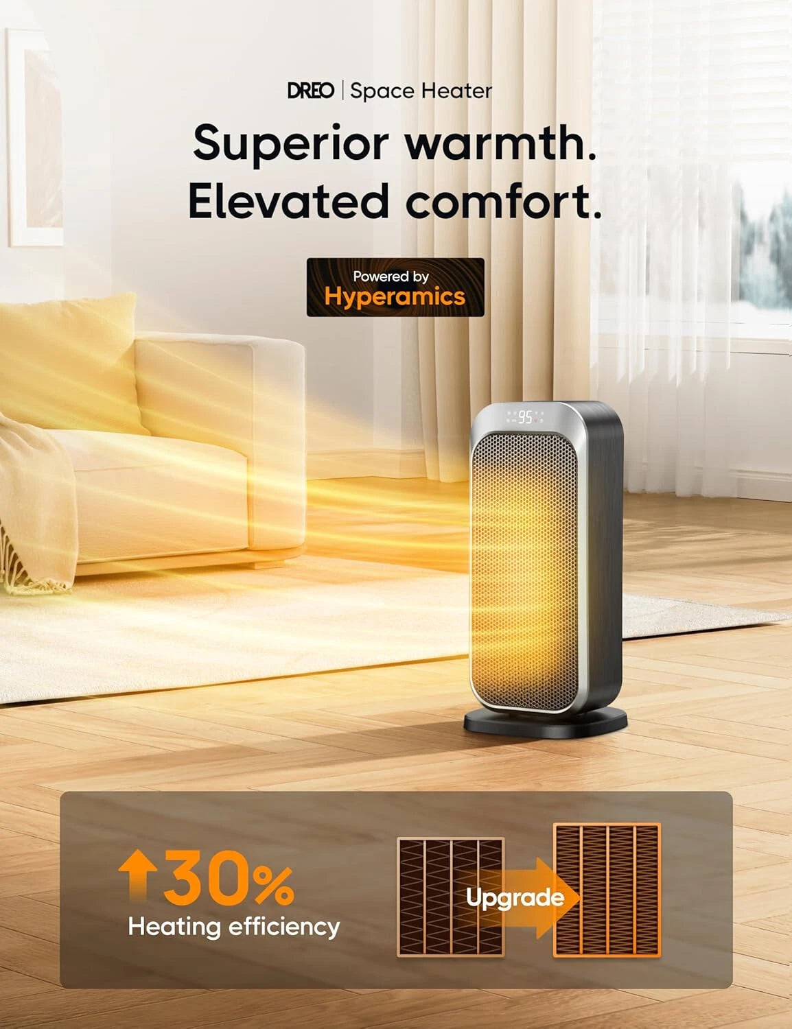 Silent space heater for indoor use,1500 Watt electric heater with remote control 07FC0E-D4 - KOEEK