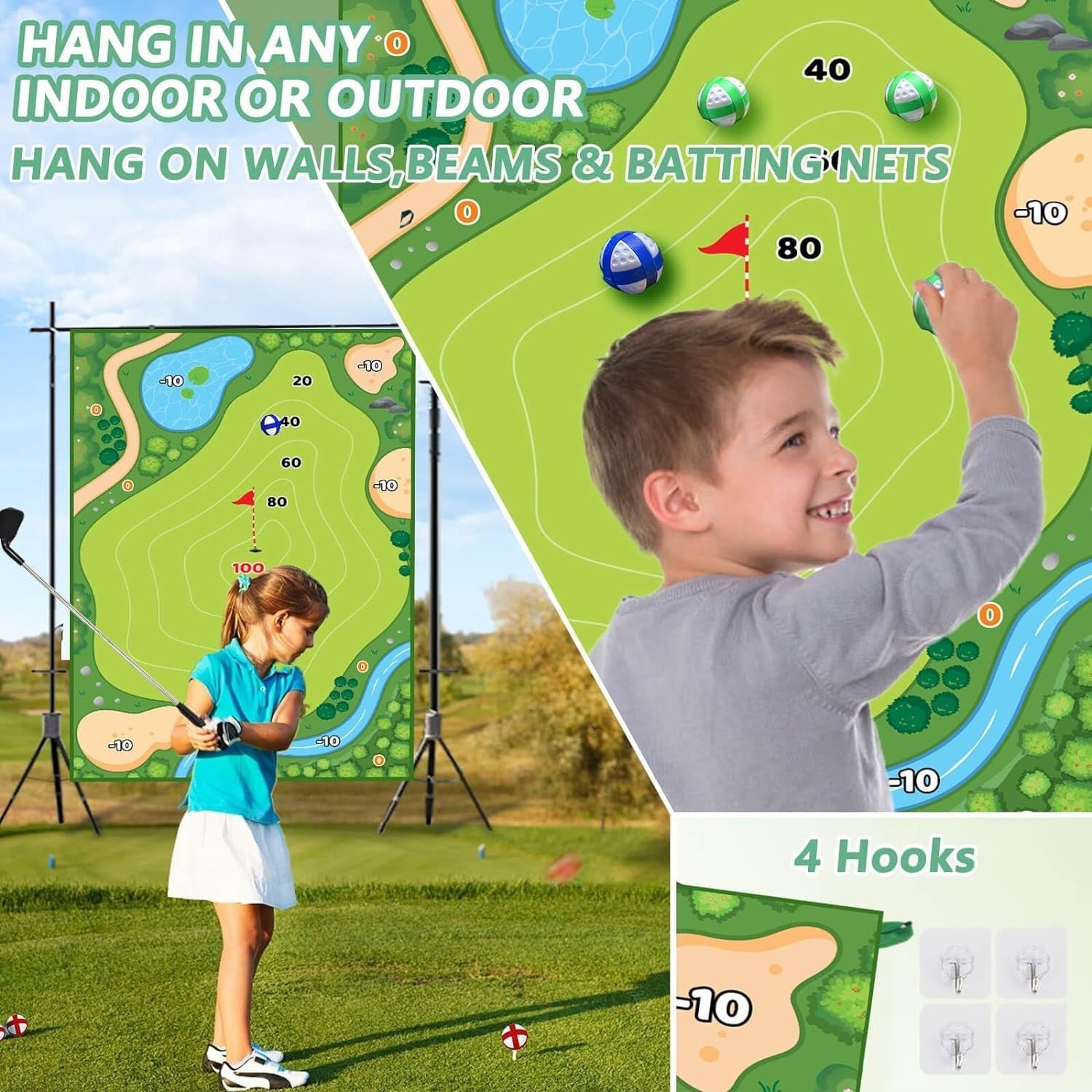 new Battle Golf Game Chipping Mat - 37pcs Sticky Pro Games Medium, Verde 07FC0E-D4 - KOEEK