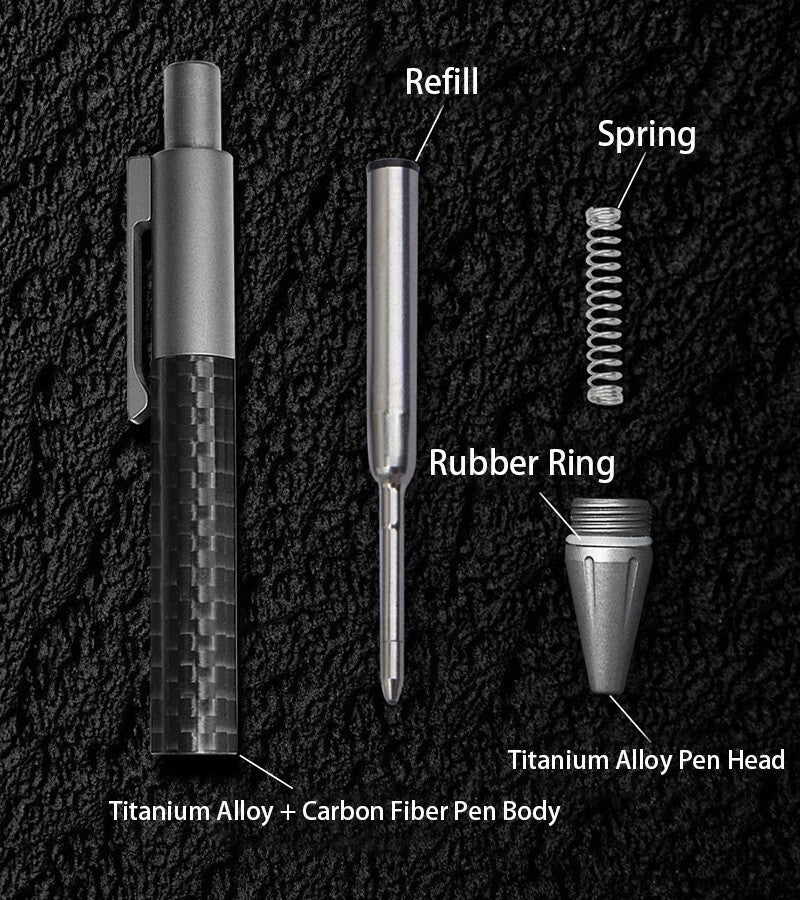 EDC Titanium Alloy Carbon Fiber Ballpoint Pen Business Signature Rollerball Pen 07FC0E-D4 - KOEEK