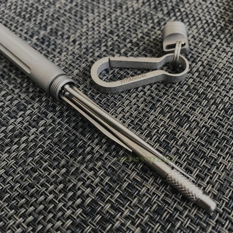 Outdoor TC4 Titanium Alloy Multi Tools Carabiner Waterproof Box Tweezers Set EDC 07FC0E-D4 - KOEEK