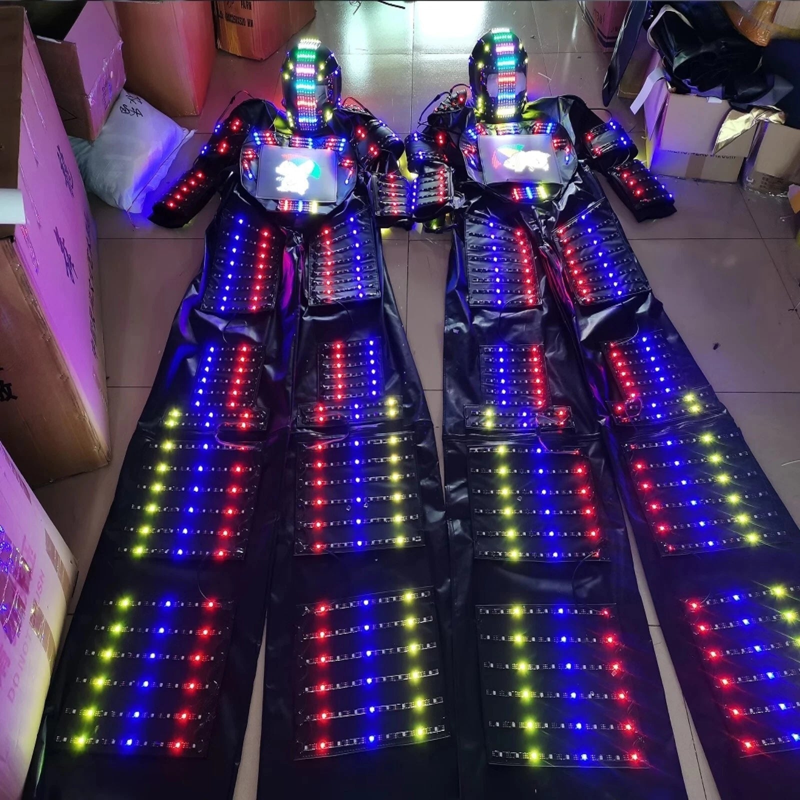 LED Robot Cosplay Costume Illuminated Dance Suit Show Party Clothes Outfit Glow 07FC0E-D4 - KOEEK