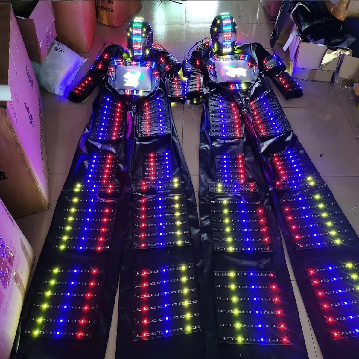 LED Robot Cosplay Costume Illuminated Dance Suit Show Party Clothes Outfit Glow 07FC0E-D4 - KOEEK