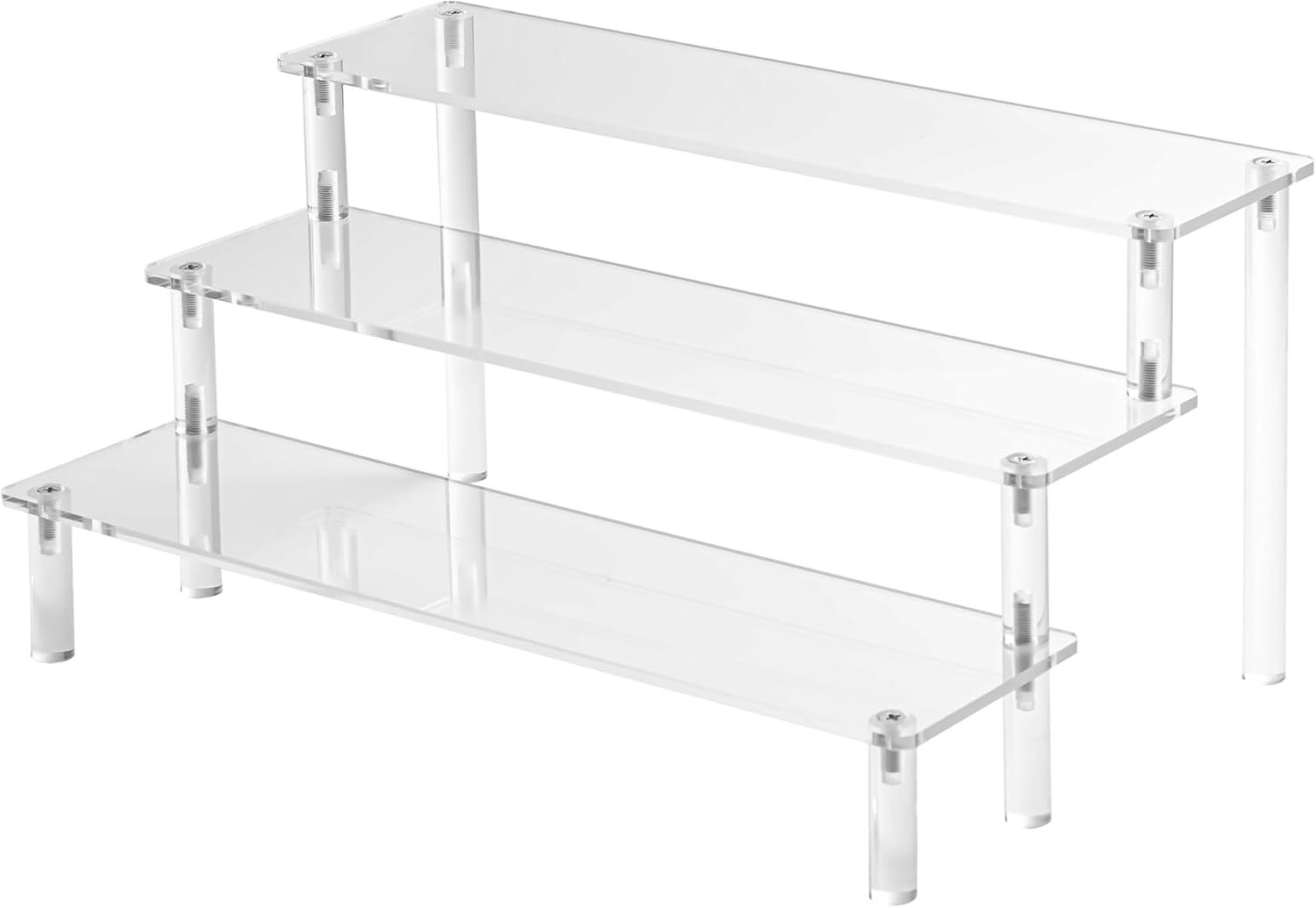 new Acrylic Risers Display Stands, 3 Tier Perfume 1PACK Large 11.8IN, Clear