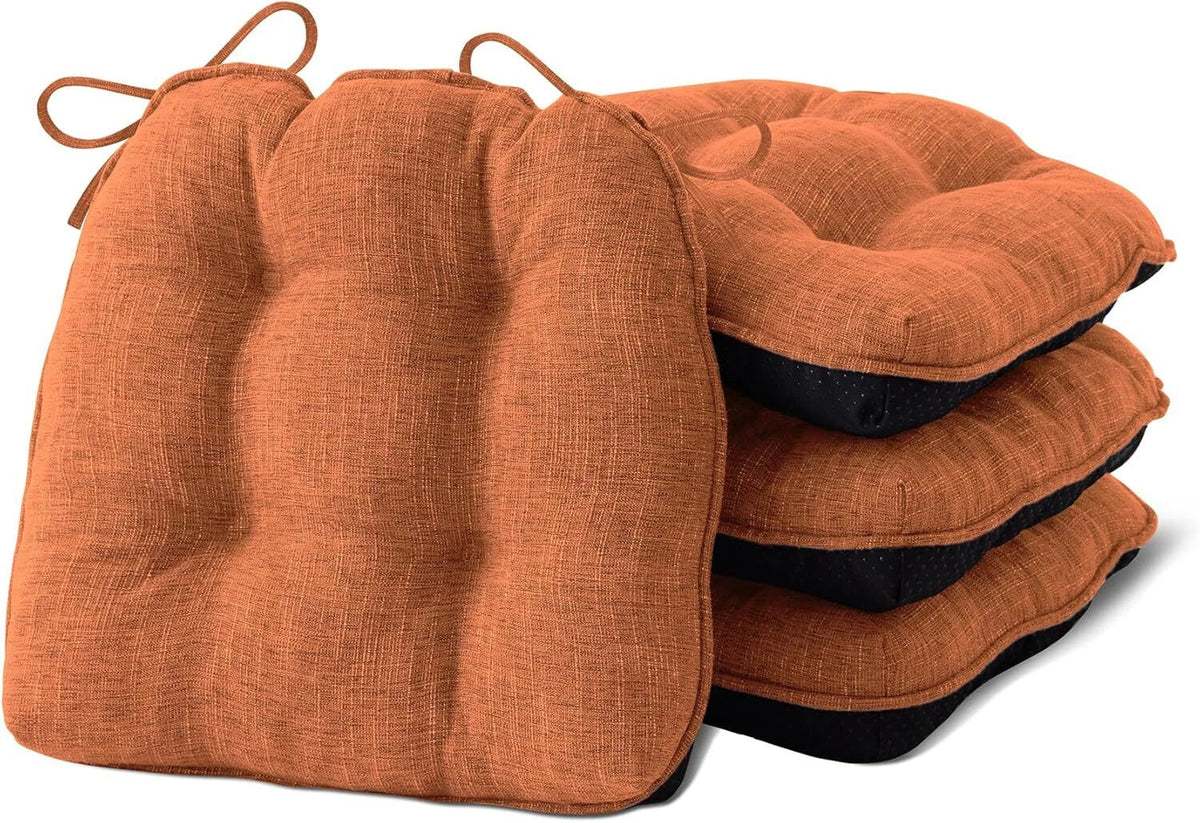 Set of 4 dining chair cushions with tie-down straps and non-slip back cushions 07FC0E-D4 - KOEEK