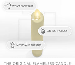 Set of 2 Moving Flame LED Tapered Candles (1x6 in.), (Ivory) 07FC0E-D4 - KOEEK