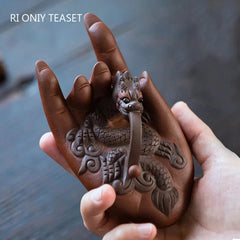 Yixing Boutique Purple Clay Sculpture Tea Pet Luck Dragon Figurine Ornaments 07FC0E-D4 - KOEEK