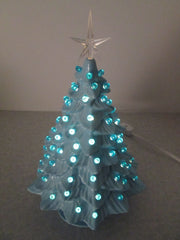 "Light Blue Glazed  Ceramic Christmas Tree"  ly Made/ Extra Lights 07FC0E-D4 - KOEEK