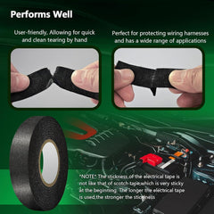 new 2 Rolls Automotive Wire Harness Tape, 50 Feet, High Temp Self-Adhesive Black 07FC0E-D4 - KOEEK