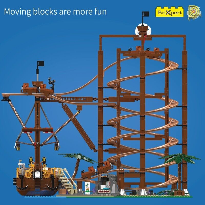 new Mould King 11013 Pirate Ship Roller Coaster Building Block Kid RC Toy 2174Pcs MOULD KING - KOEEK