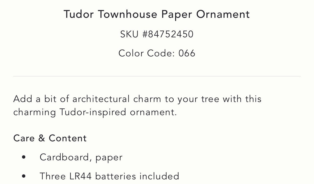 Anthropologie Tudor Townhouse Light-Up Ornament Christmas Home Village Pink ANTHROPOLOGIE - KOEEK