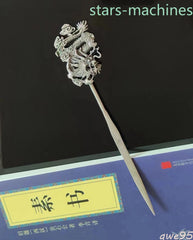 Collection Old Chinese Tibet Silver Hand-made Dragon Hairpin Hair Decoration 07FC0E-D4 - KOEEK