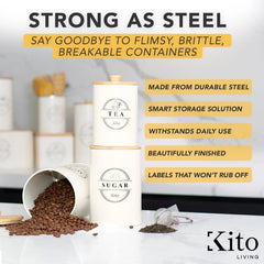 Jar Set for Kitchen Countertop Storage, Food Storage Containers Cream Color 07FC0E-D4 - KOEEK