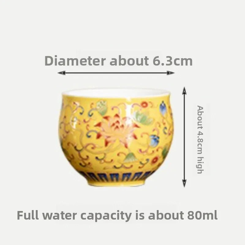 80ml Enamel Color Twisted Lotus Ceramic Master Cup Chinese Retro Kung Fu Tea Set 07FC0E-D4 - KOEEK