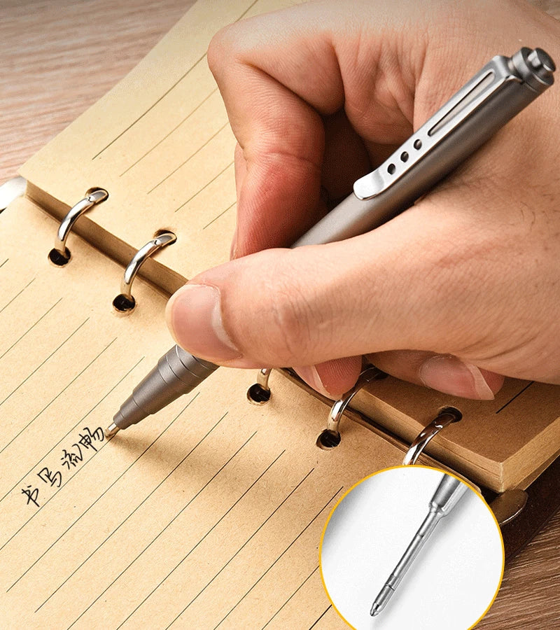 EDC Titanium Alloy Pocket Ball Pen Signature Working Tactical Pen w 5pcs Refills 07FC0E-D4 - KOEEK