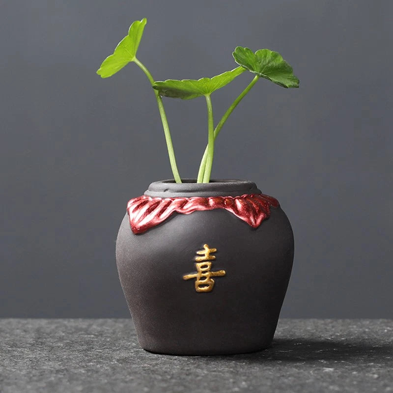 1Pc Purple Clay Fingertip Tea Pet Creative Painted Vase Five Blessings Ornament 07FC0E-D4 - KOEEK