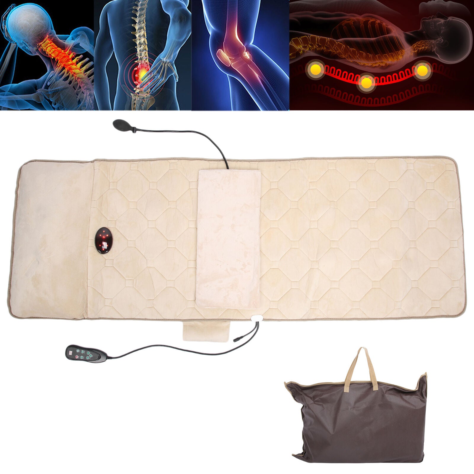 new Neck Shoulder Massage Mat Home Massage Mattress Beige (UK Plug )(UK Plug ) HGF koeek - KOEEK