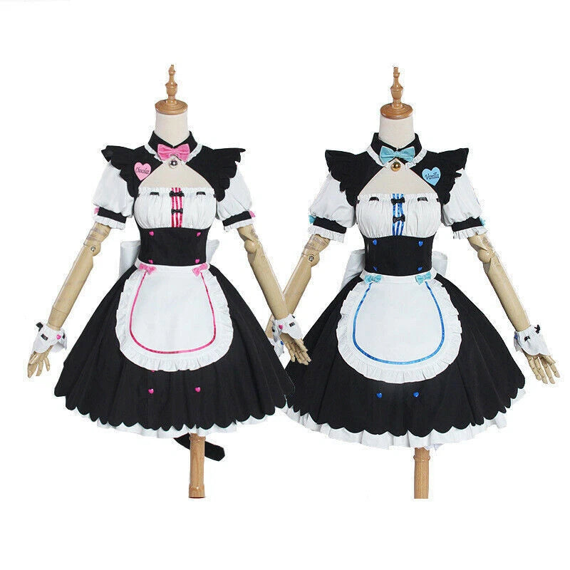 Nekopara Chocola Vanilla Kawaii Cat Maid Cosplay Costume Dress Full set Access 07FC0E-D4 - KOEEK