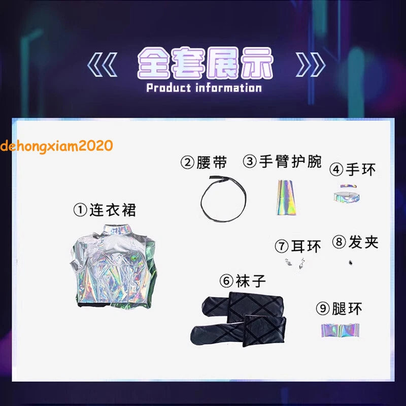 Game League of Legends LOL KDA Seraphine Cosplay Costume Women Fullset Dress 07FC0E-D4 - KOEEK