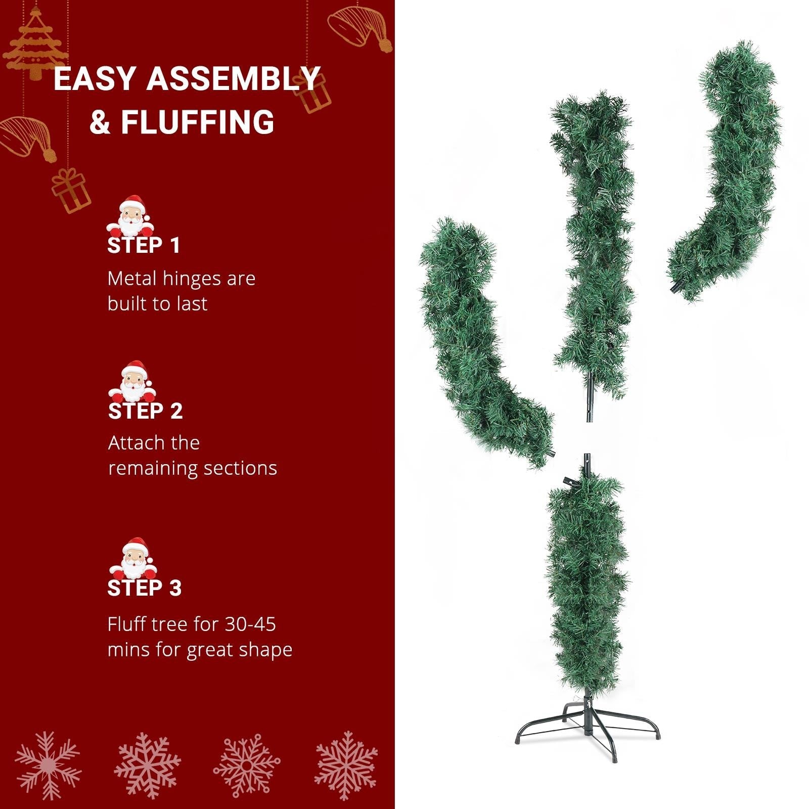 5FT Cactus Shape Christmas Tree With 110 Changing LED lights 8 Modes 07FC0E-D4 - KOEEK