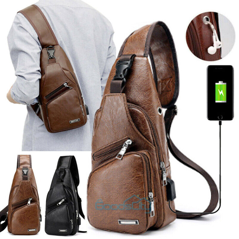 ny Bandolera Para Hombre Mochila je Cartera Bolso Hombro Leather Sling Chest Bag