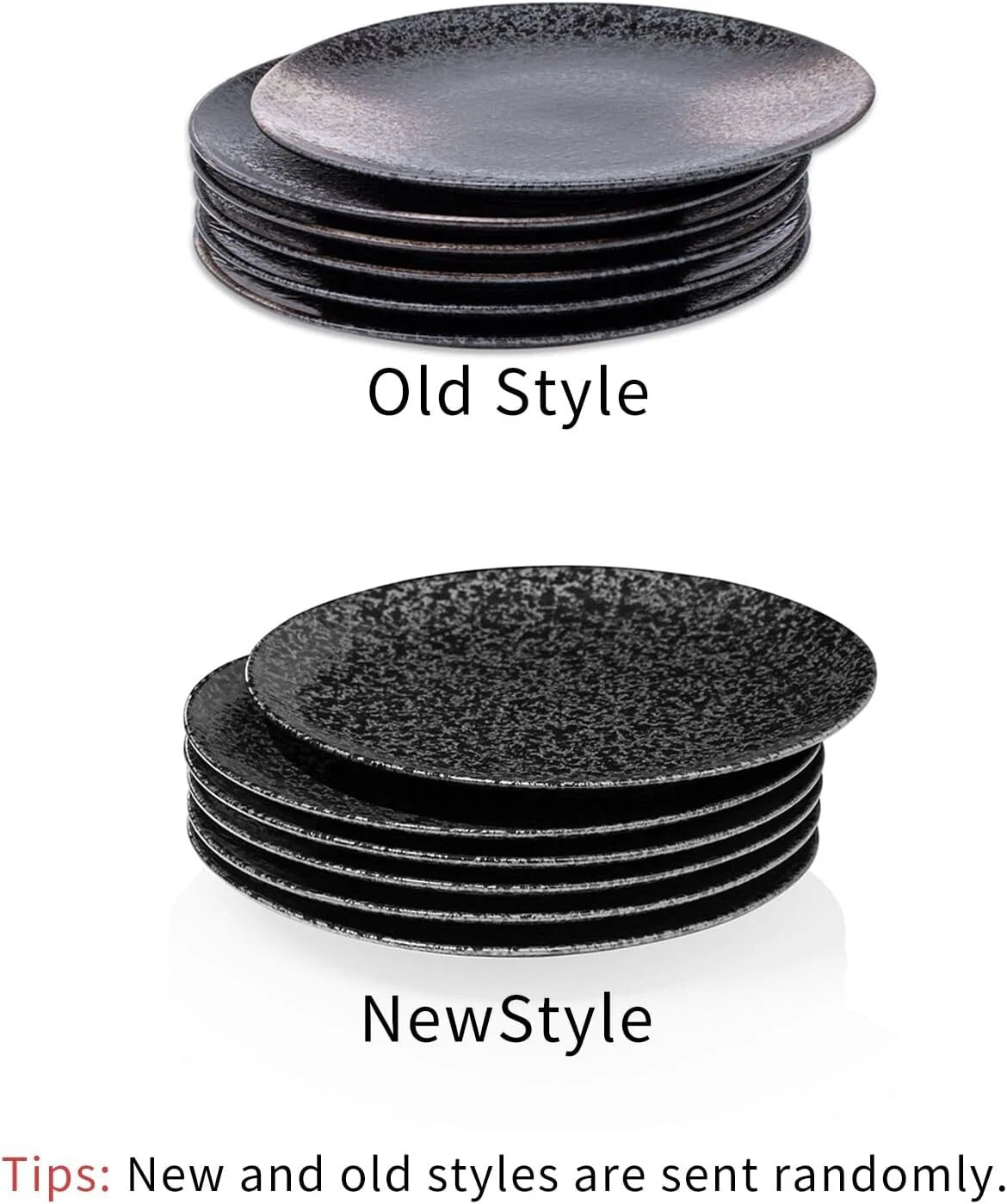 Ceramic Dinner Plates - Set of 6, 10-inch, Round Dinner Plates, Black Glaze 07FC0E-D4 - KOEEK