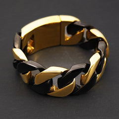Gold Black 32mm Men Super Heavy Stainless Steel Bracelet Women Chain Bracelets 07FC0E-D4 - KOEEK