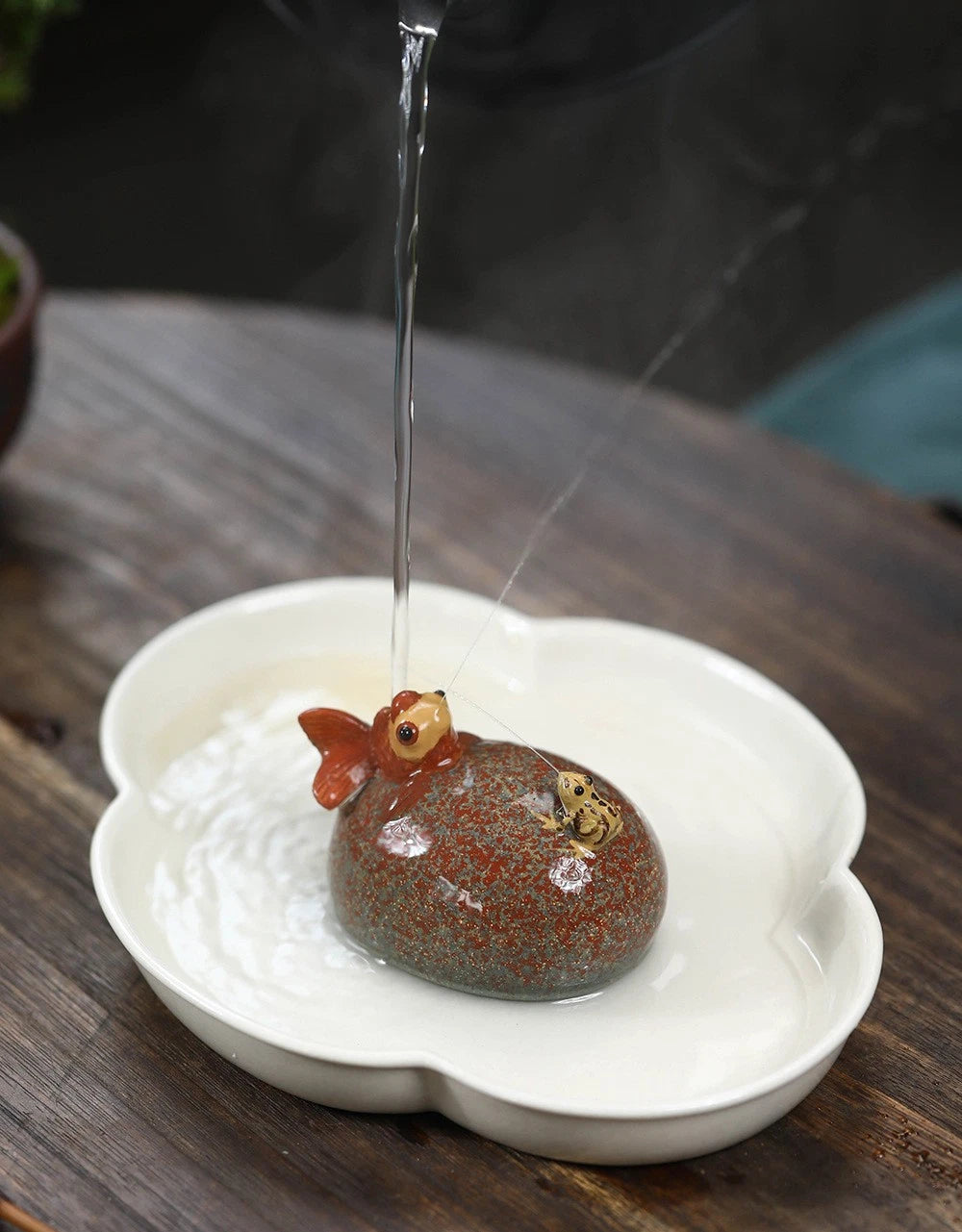 Zisha Tea Pet Clay Water Squirting Tea Play Frog Fish Home Ornament China Yixing 07FC0E-D4 - KOEEK