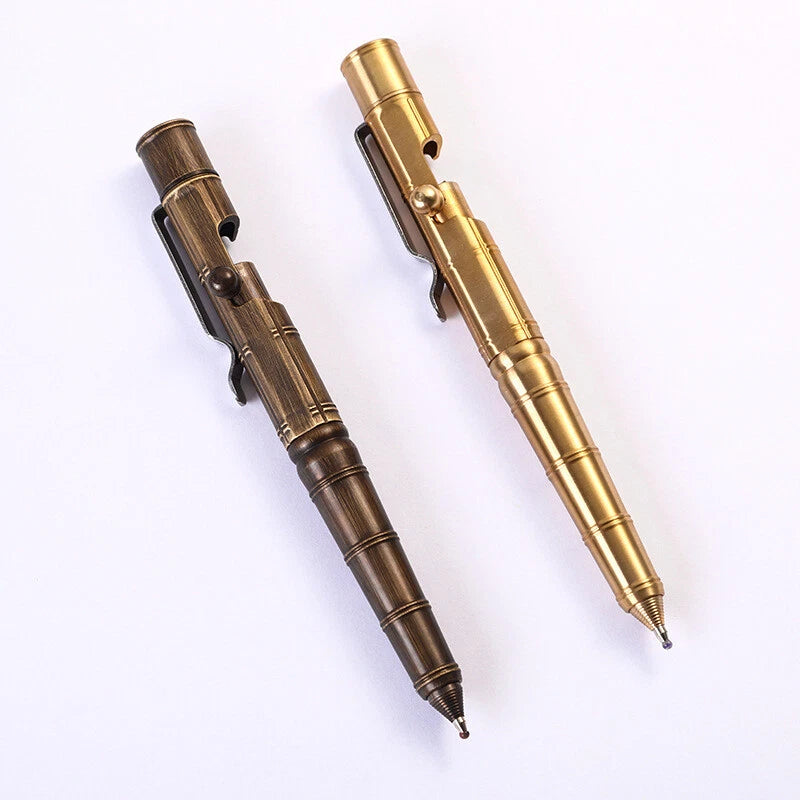 Quality Solid Brass Bolt Action Ball Point Pen Copper Art Craft Pocket EDC Gift 07FC0E-D4 - KOEEK