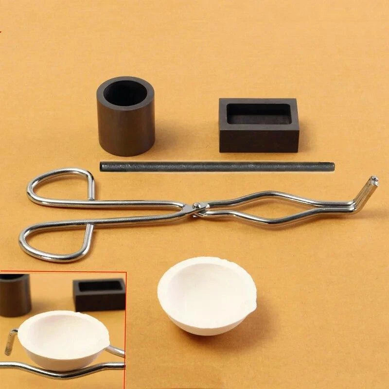 5 Pcs Set Torch Melting Kit Gold & Silver Crucible Tong Rod Graphite Mold Ingot 07FC0E-D4 - KOEEK