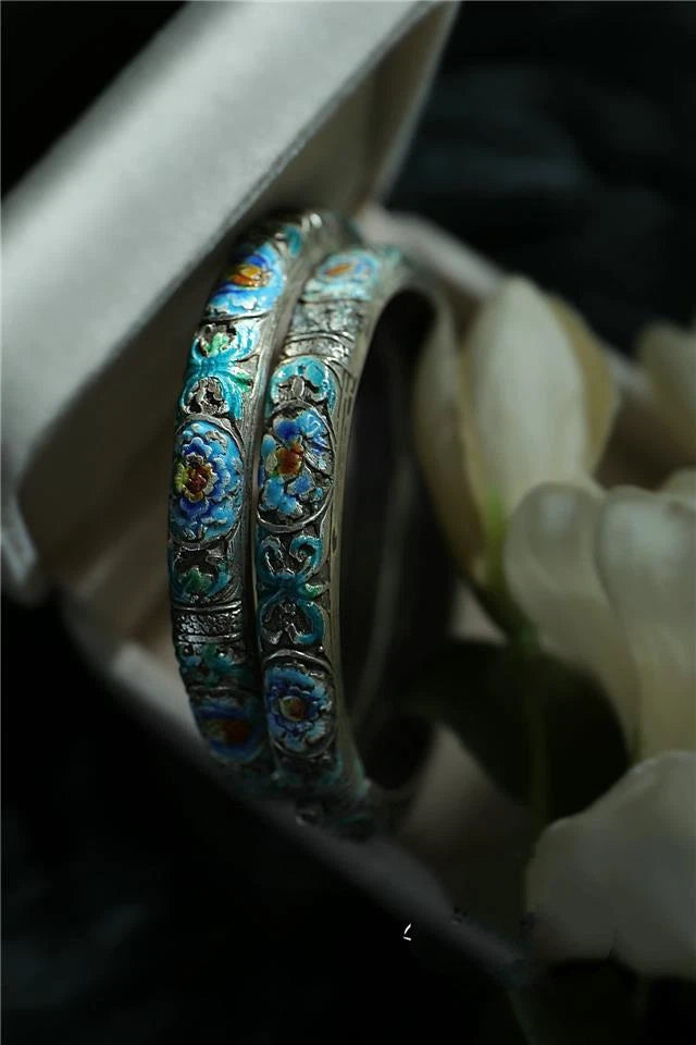 Ethnic Style Women's Exquisite Cloisonn É Buckle Flower Bracelet 07FC0E-D4 - KOEEK