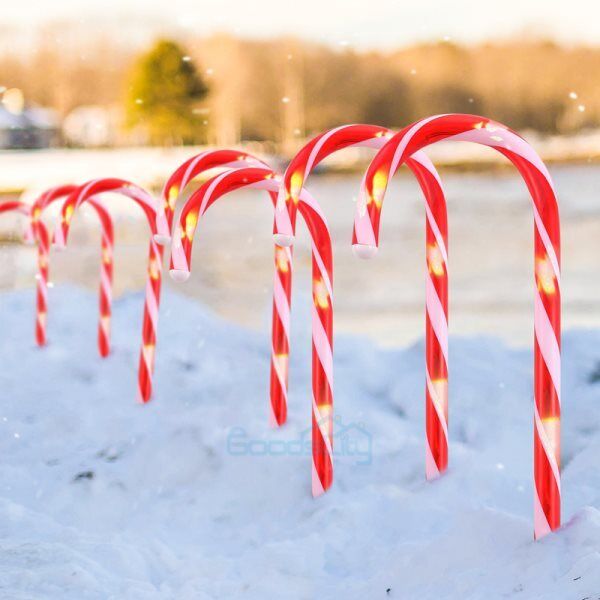 nye 12-pakker Candy Cane Pathway Markers Lys med Stake Udendørs juledekoration-20"