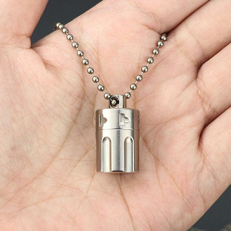 TC4 Titanium Waterproof Pill Container Revolver Cylinder Keychain Pendant EDC 07FC0E-D4 - KOEEK