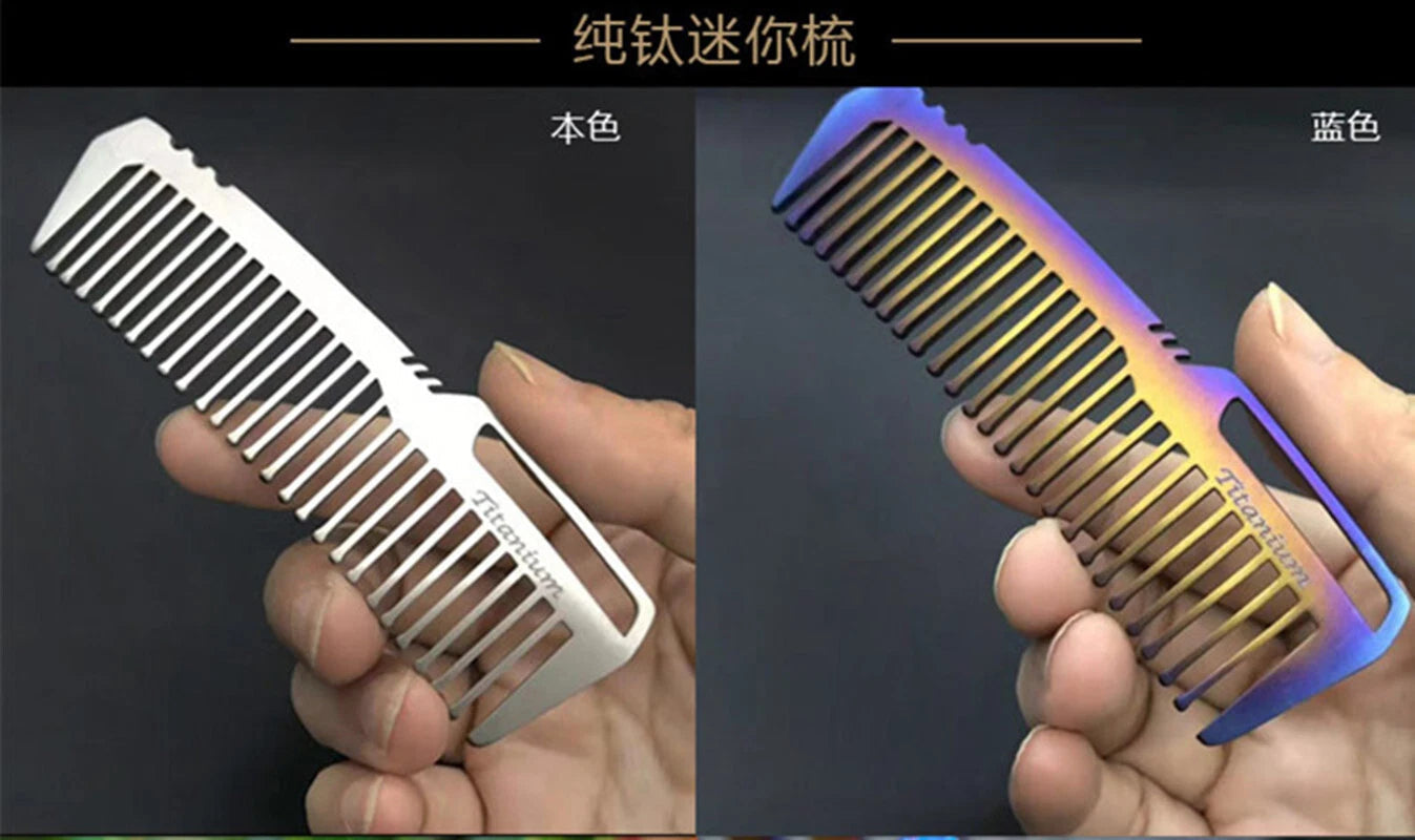 EDC TC4 Titanium Antistatic Comb Unique Fashion Pocket Comb Hair Beard Comb Gift 07FC0E-D4 - KOEEK