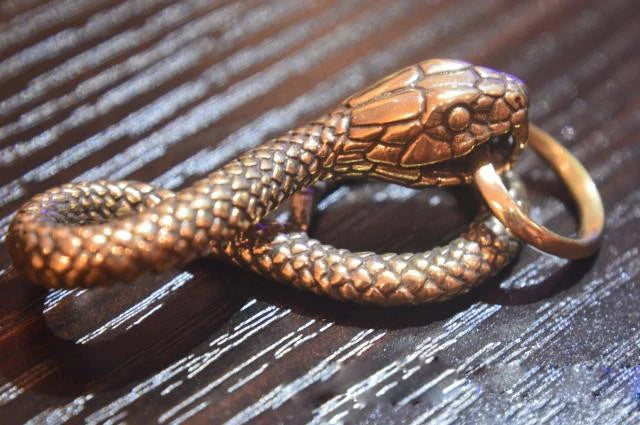 Solid Brass Vintage Snake Wallet Waist Buckle Clip Key Chain EDC Keyring Holder 07FC0E-D4 - KOEEK