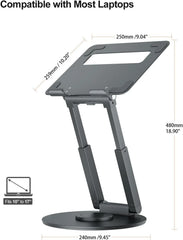 Telescopic Laptop Stand for Desk with 360° Swivel Base, Height Adjustable
