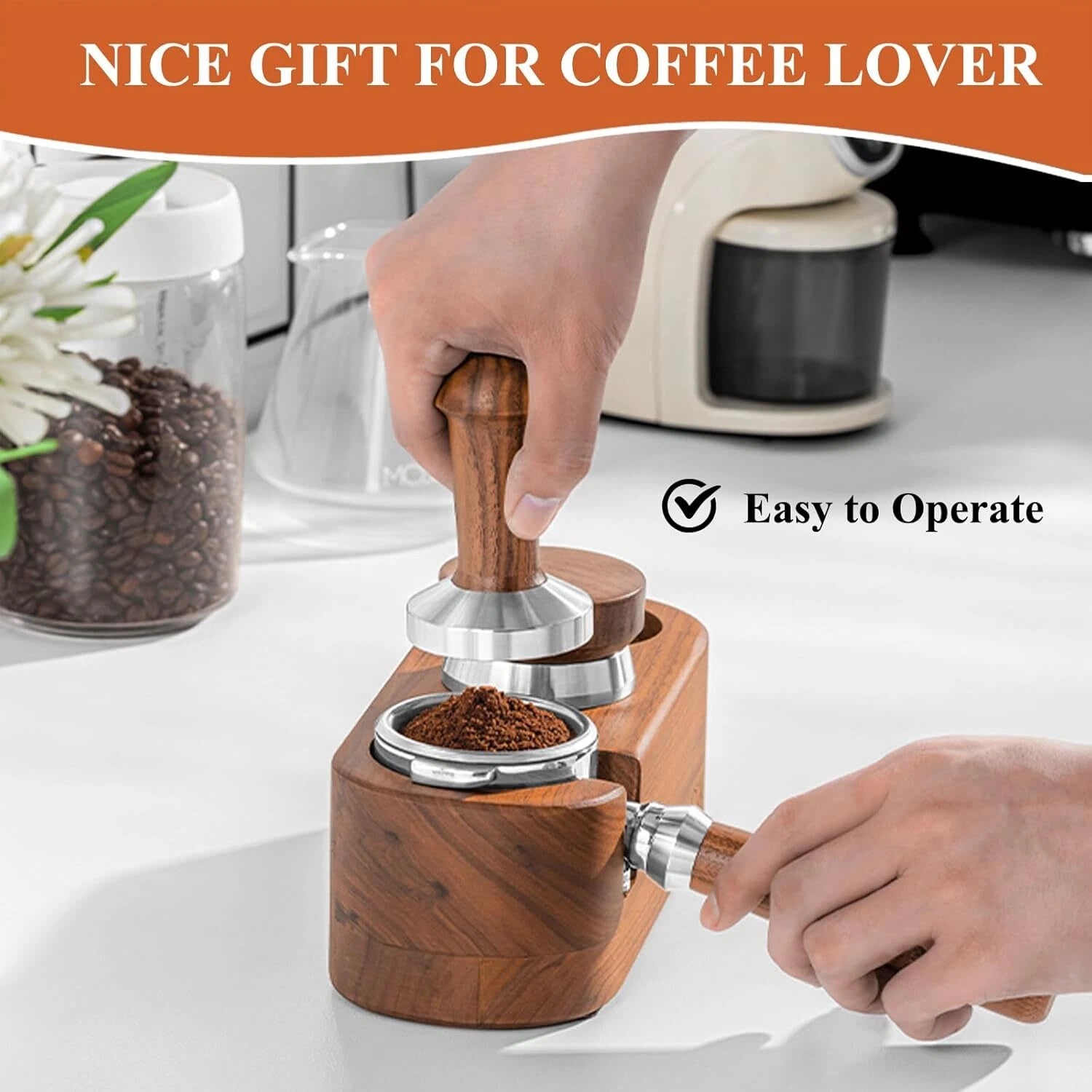 Espresso Tamping Station, 3-in-1 Tamping Station, Wooden Espresso Tamping Stand 07FC0E-D4 - KOEEK