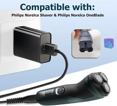 new Qjin USB Charger for Philips Norelco Shaver 2400, 3600, 7200 & OneBlade Black QJIN - KOEEK