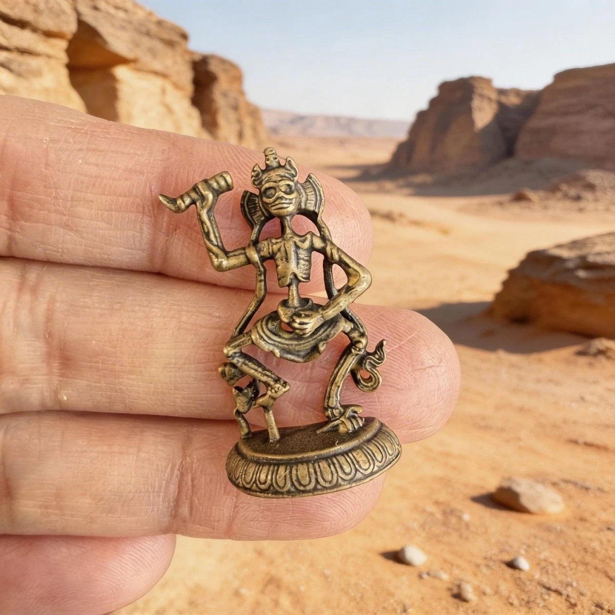Retro China Copper Pendant Shri Chitipati Mini Statue Buddhist Guardian Deities 07FC0E-D4 - KOEEK