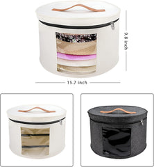 used Large Hat Storage Box for Women & Men, 16" 16" D x 10" H, Off-white 07FC0E-D4 - KOEEK