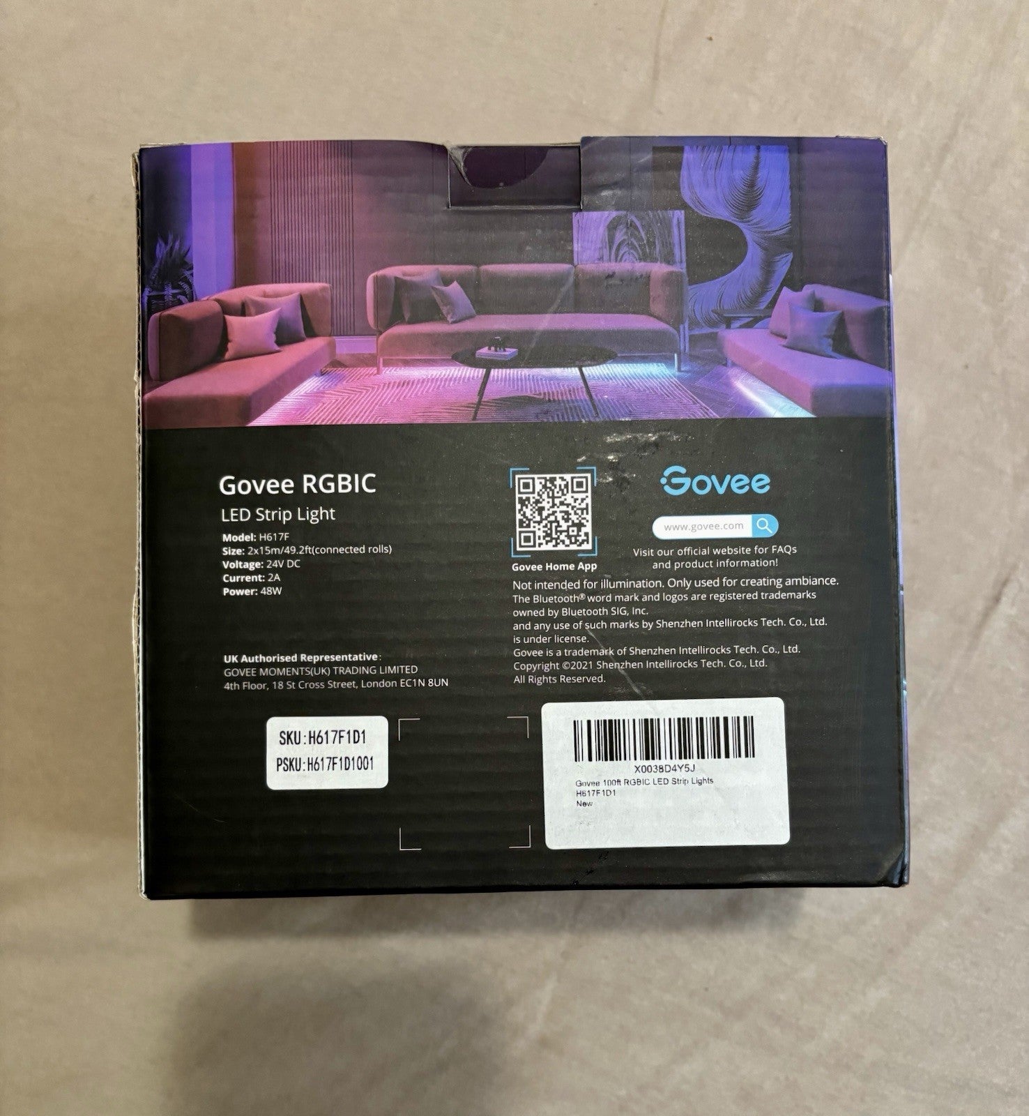 Govee 100ft Smart RGBIC LED Strip Lights H618F H618F1D1 App Control Alexa Google GOVEE - KOEEK