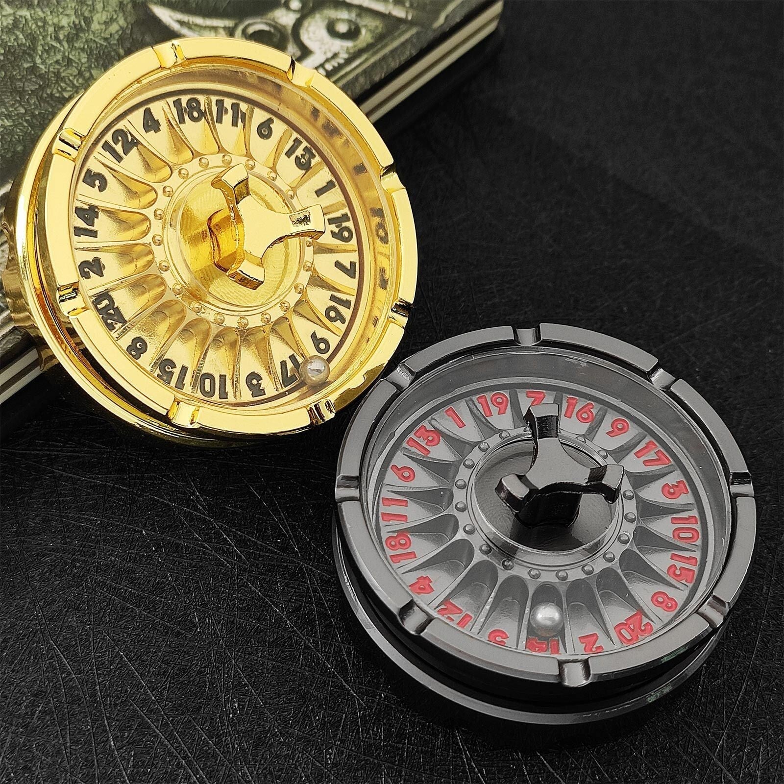 Metal Fingertip Gyro Roulette Dice for Dungeons and Dragons Spinner EDC Dice Toy 07FC0E-D4 - KOEEK
