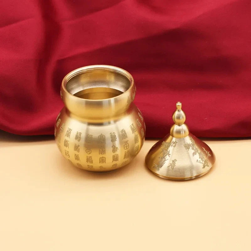 1Pc Retro Brass Handcarved Baifu Gourd Attract Wealth Home Feng Shui Decoration 07FC0E-D4 - KOEEK