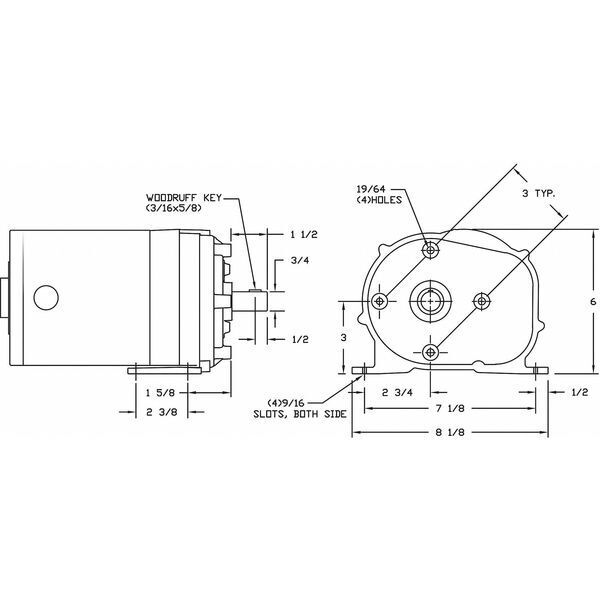 ny Dayton 1Lpp6 Ac girmotor, 600.0 In-Lb Max. Dreiemoment, 12 rpm merkeskilt Rpm, 115V