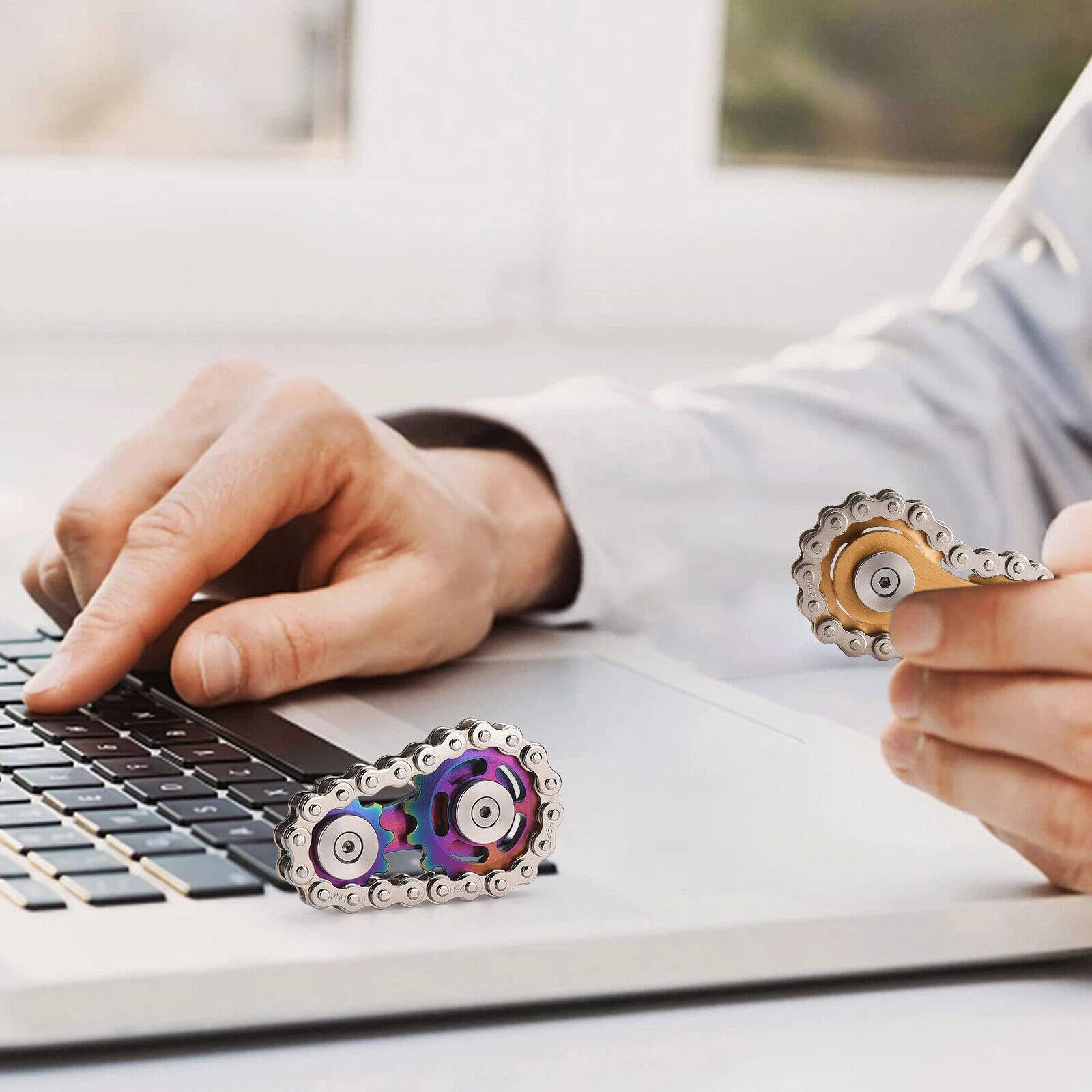 Bike Chain Gear Fidget Spinner Gyro Stainless Steel Sprocket Decompress EDC Toys 07FC0E-D4 - KOEEK
