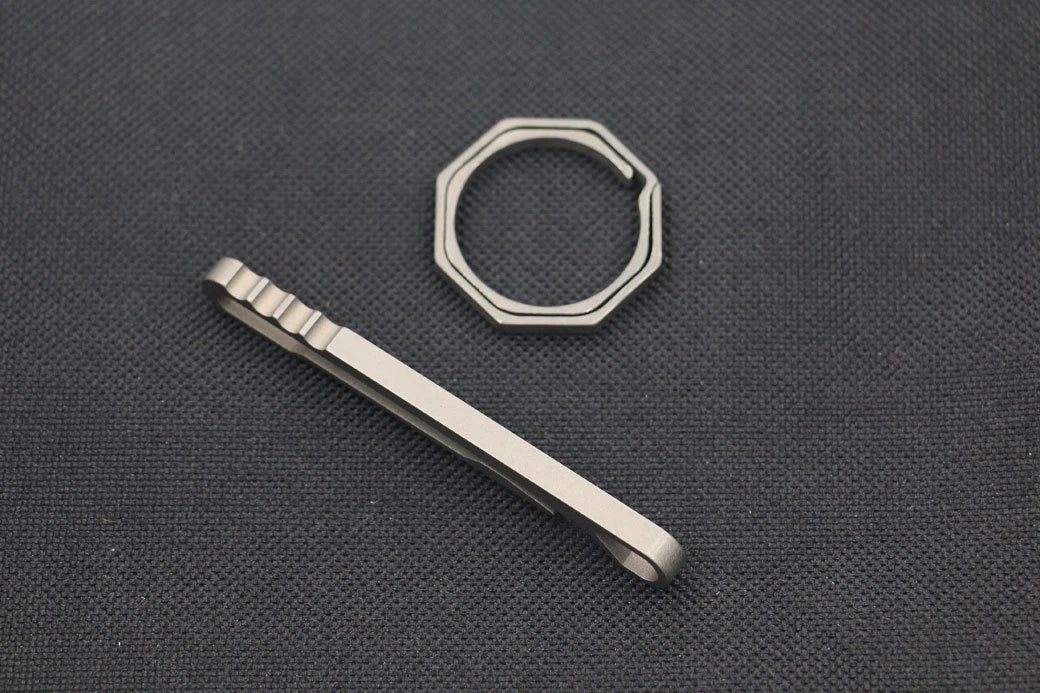 EDC Titanium TC4 Key Chain + Key Ring Belt Clip Molle Pecket Outdoor Tool KCR-8 07FC0E-D4 - KOEEK