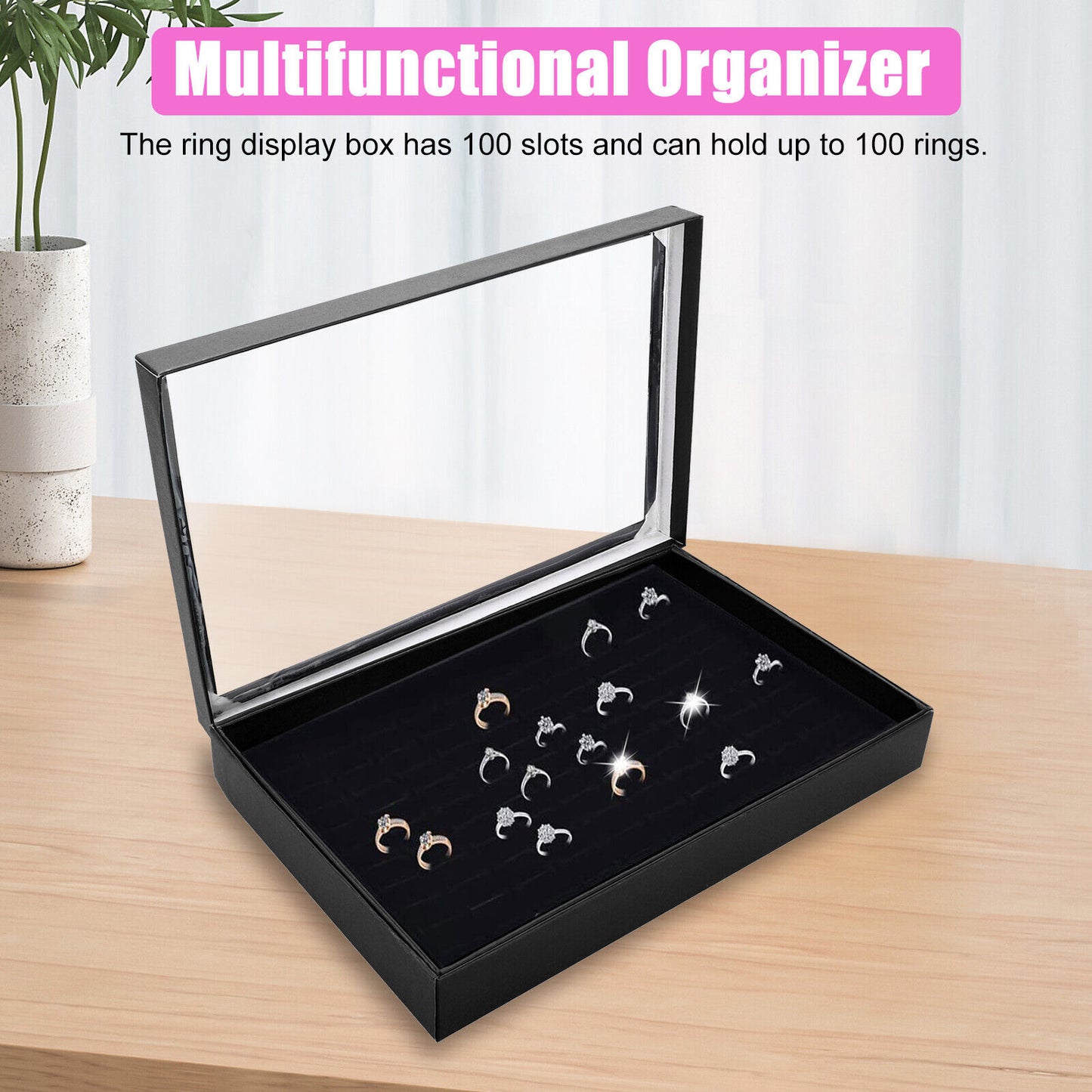 100 Slots Jewelry Ring Display Organizer Tray Holder Earrings Storage Boxes Case koeek - KOEEK