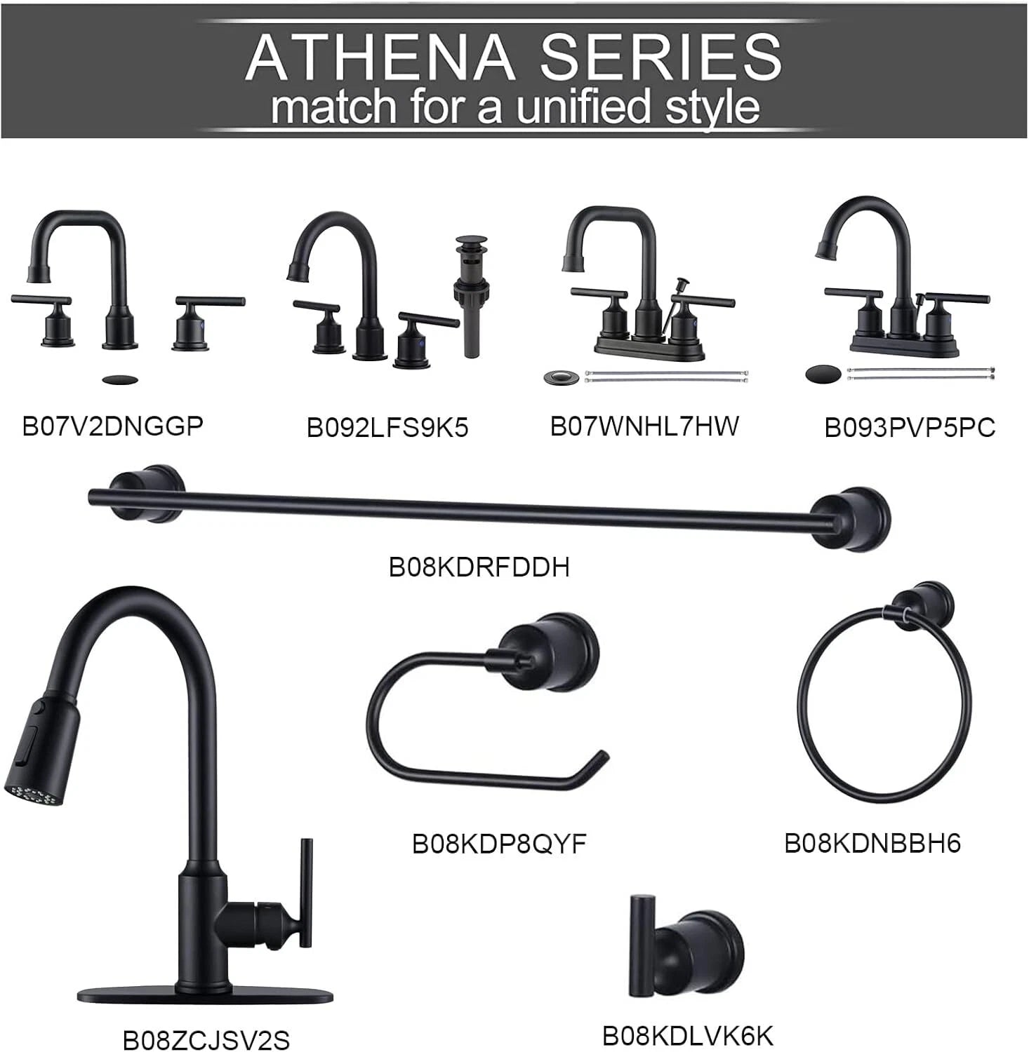 Two-Handle Widespread 8-Inch Bathroom Faucet Black 360 Degree Swivel 07FC0E-D4 - KOEEK