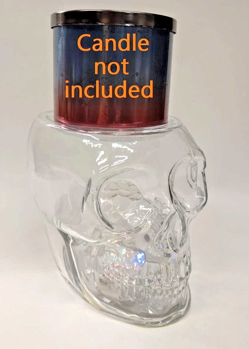 ! Bath & Body Works Halloween GLASS LIGHT-UP SKULL Pedestal for 3-wick BATH & BODY WORKS - KOEEK